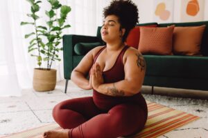 Woman experiencing benefits of yoga and mental health